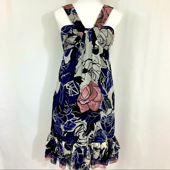 Diane Von Furstenberg Halter Neck Floral Silk Dres - Picture 1 of 11